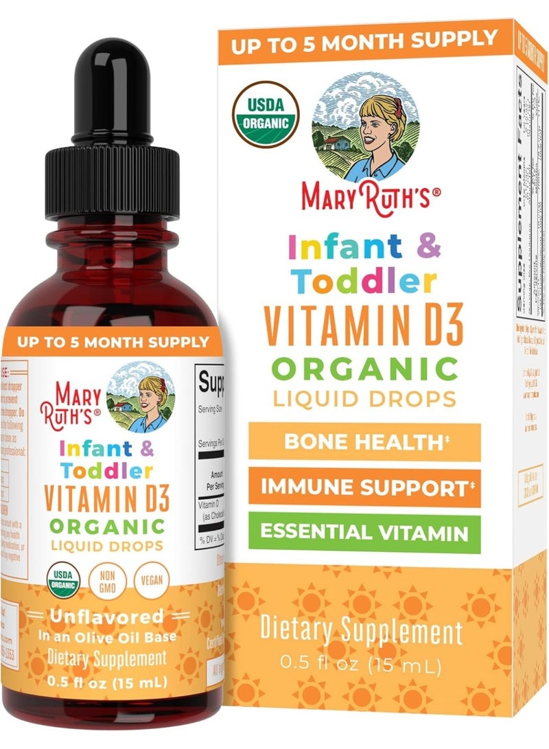 MaryRuth's Organic Infant & Toddler Vitamin D3 Liquid Drops, 6 Months - 3 Years, Unflavored, 0.5 fl oz (15 ml) - Image 2