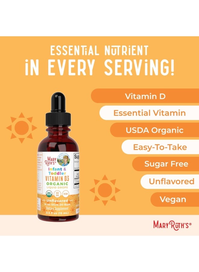 MaryRuth's Organic Infant & Toddler Vitamin D3 Liquid Drops, 6 Months - 3 Years, Unflavored, 0.5 fl oz (15 ml) - Image 4