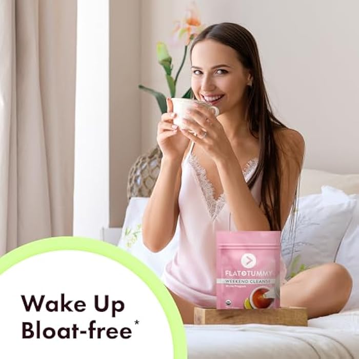 Flat Tummy شاي تنظيف البطن المسطح لعطلة نهاية الأسبوع - برنامج 30 يوم - تنظيف القولون الطبيعي بالكامل مع السنا وجذر الهندباء، يوفر تخفيف الانتفاخ للنساء - تنظيف ديتوكس لدعم الهضم وتخفيف الغازات - Image 5