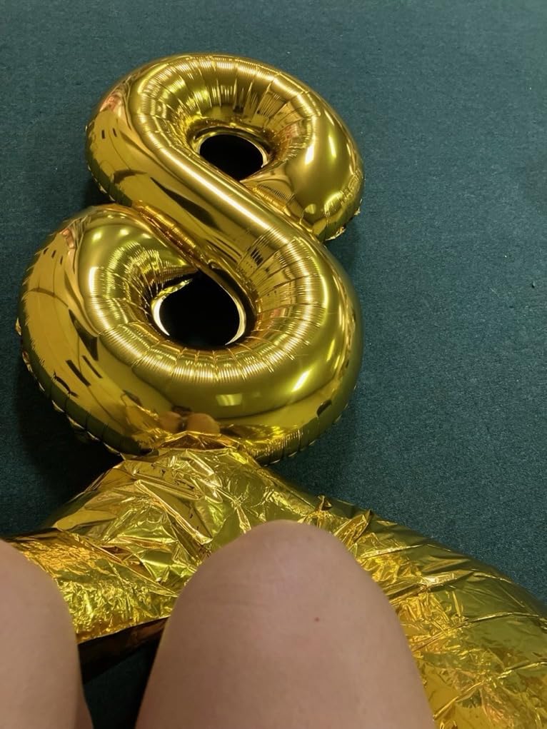 Smlpuame 40 inch Number Balloon 0-9 Gold Large Number 8 Balloons,Digital Balloons for Birthday Party Celebration Decorations Supplies, Helium Foil Number Balloons for Wedding Anniversary - Image 3