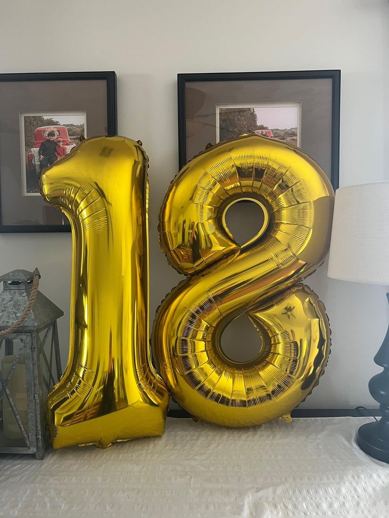 Smlpuame 40 inch Number Balloon 0-9 Gold Large Number 8 Balloons,Digital Balloons for Birthday Party Celebration Decorations Supplies, Helium Foil Number Balloons for Wedding Anniversary - Image 4