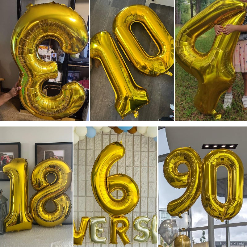 Smlpuame 40 inch Number Balloon 0-9 Gold Large Number 8 Balloons,Digital Balloons for Birthday Party Celebration Decorations Supplies, Helium Foil Number Balloons for Wedding Anniversary - Image 5