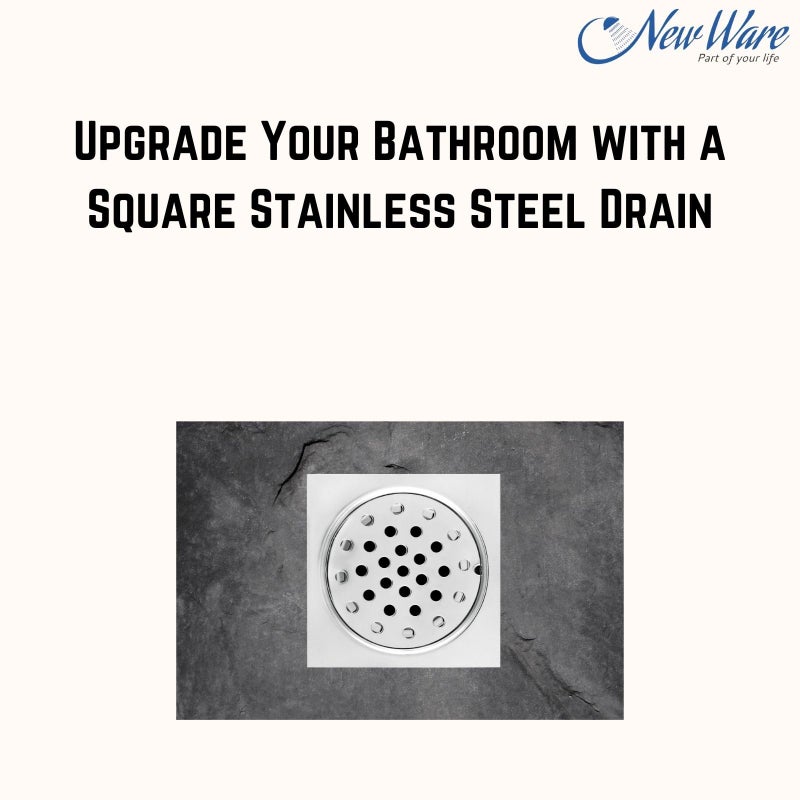 NEW WARE® Square 6x6 Inch Stainless Steel Bathroom Jali/Trap Floor Drain with Chrome Finish Water Drain Grating - Image 2
