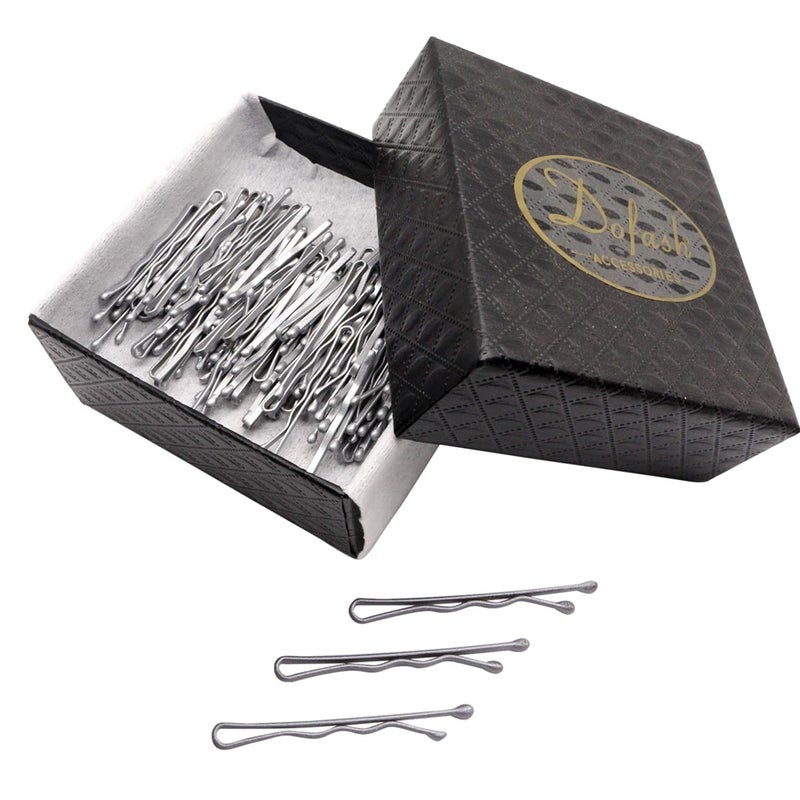 Dofash 35CM138IN Mini Bobby Pins for Thin Hair in Box Tiny Hair Pins Decorative Hair Accessories for Women Gray Fine Hair 100 Count