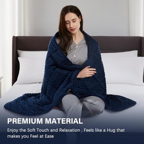 CuteKing Weighted Blanket - Weighted Blanket with Premium Glass Beads - Heavy Blanket Crystal Velvet for Comfort Sleep - Thick Blanket All Season (15lbs, 48"x72", Blue Bubble) - Image 2