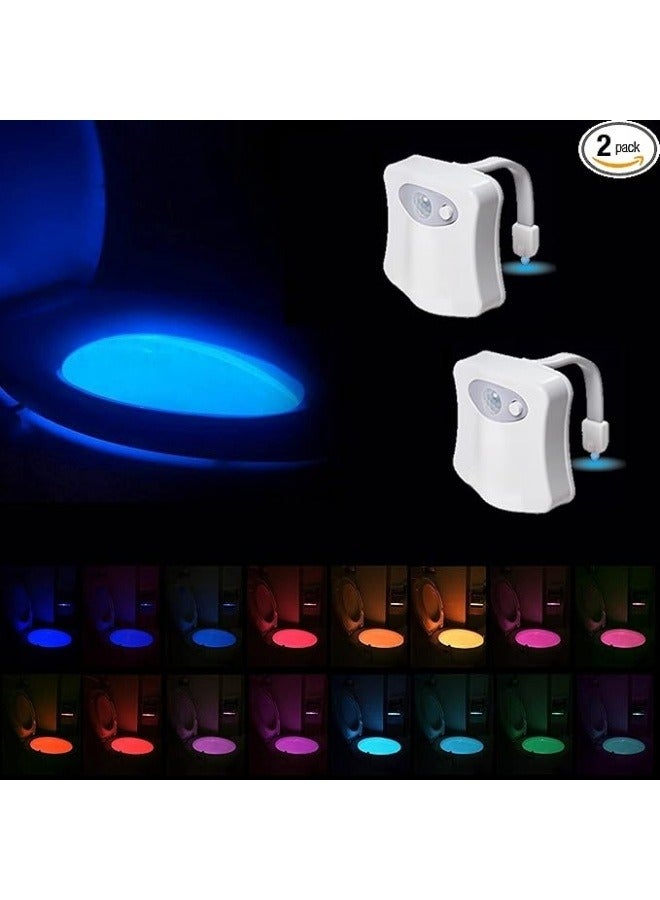 نيبمينينت ضوء ليلي للحمام مزود بحركة استشعار LED، يتغير بـ 16 لوناً، إضاءة وعاء المرحاض، ضوء ليلي للحمام، غير شامل للبطارية، تركيبة مثالية مع ضوء الصنبور [عبوة 2]  - Image 1