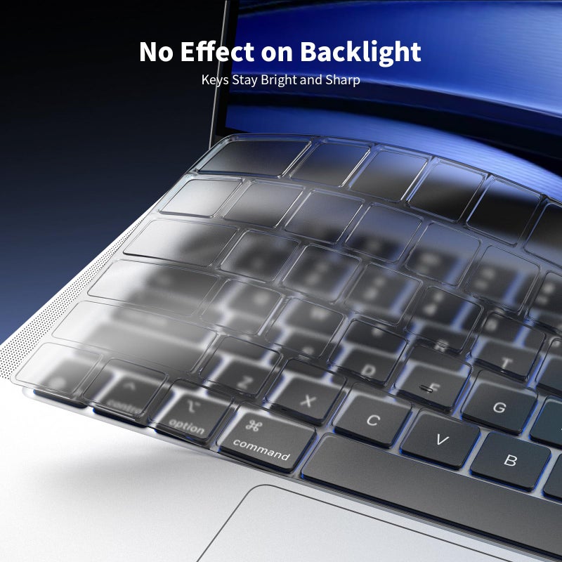 Soonjet Premium Keyboard Cover Protector, Ultra Thin Keyboard Skin for 2026 2025 2024 2023 2022 2021 M5/M4/M3/M2/M1 Pro/Max MacBook Pro 14/16, M4-M2 MacBook Air 13/15, US ANSI Layout- Clear - Image 5