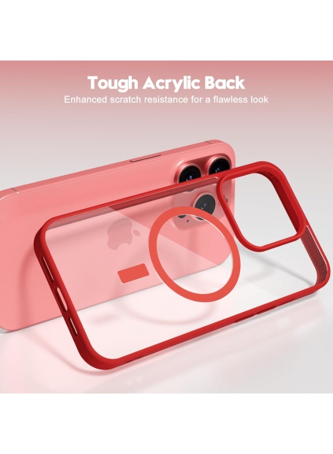ACLIX Clear Magnetic Case for iPhone 15 Pro [Shockproof & Slim] Transparent Clear Hard Back Cover with high-Grade Protection | Red - Image 4