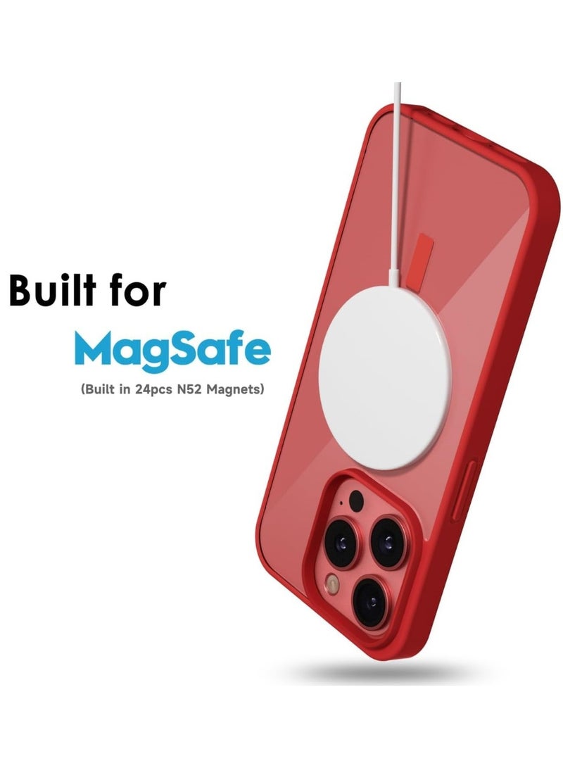 ACLIX Clear Magnetic Case for iPhone 15 Pro [Shockproof & Slim] Transparent Clear Hard Back Cover with high-Grade Protection | Red - Image 2