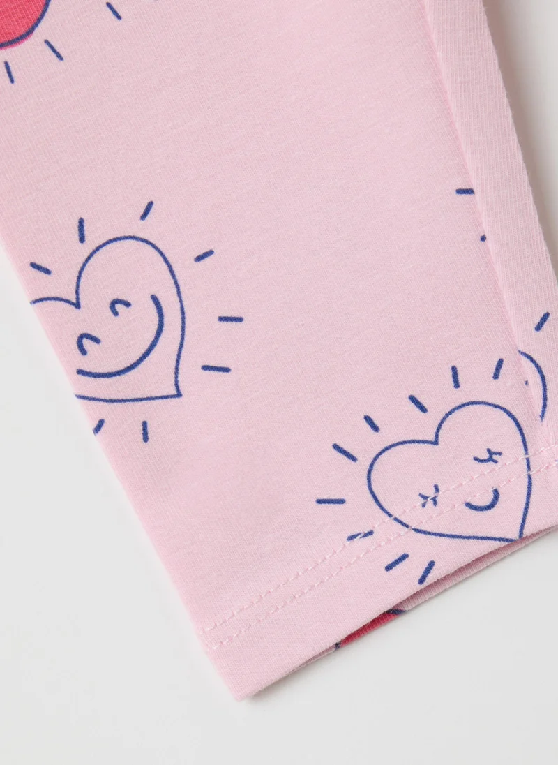 او في اس GIRLS' PINK STRETCH COTTON LEGGINGS