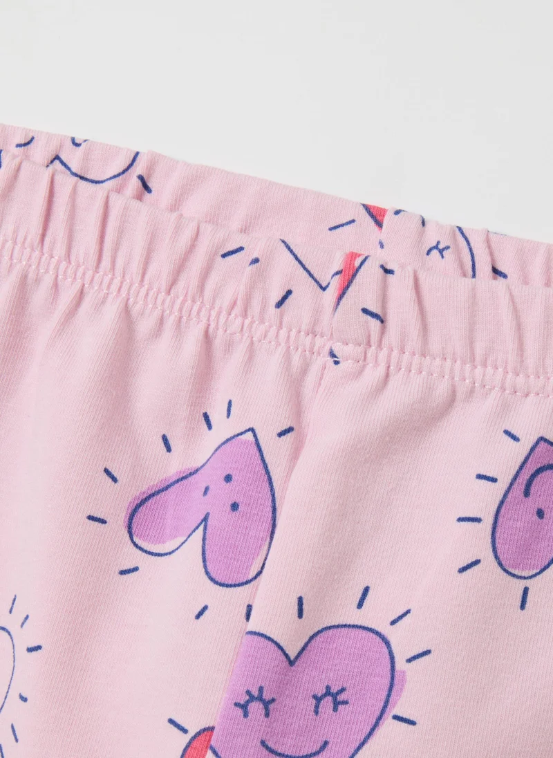 او في اس GIRLS' PINK STRETCH COTTON LEGGINGS