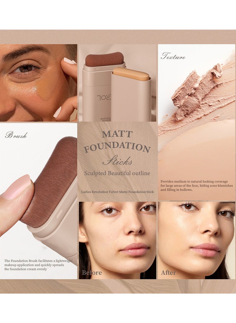DEROL Matt Foundation, Full Coverage Longwear Foundation Liquid, Portable Easy to Use Lightweight Foundation Stick  - Image 4