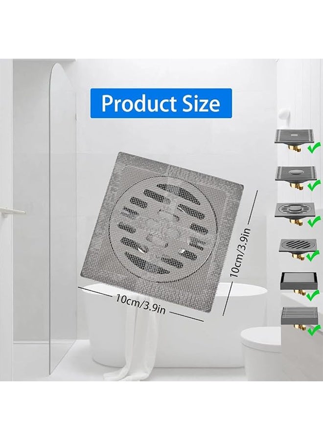 100 Disposable Shower Drain Mesh Stickers, 10x10cm Hair Catcher Floor Drain Mesh Stickers, for Bathroom Laundry Bathtub Kitchen - Image 2