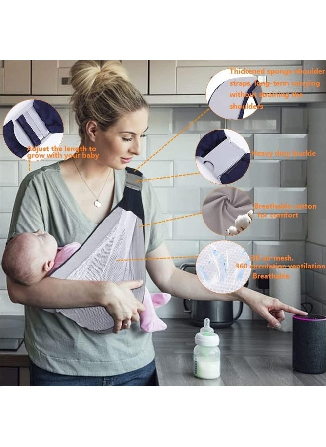 ECVV Adjustable Baby Carrier, Ergonomic Baby Half Wrap Sling Hip Carrier, Natural Cotton, Breathable Mesh Fabric, Suitable for Newborn to Toddler  - Image 4