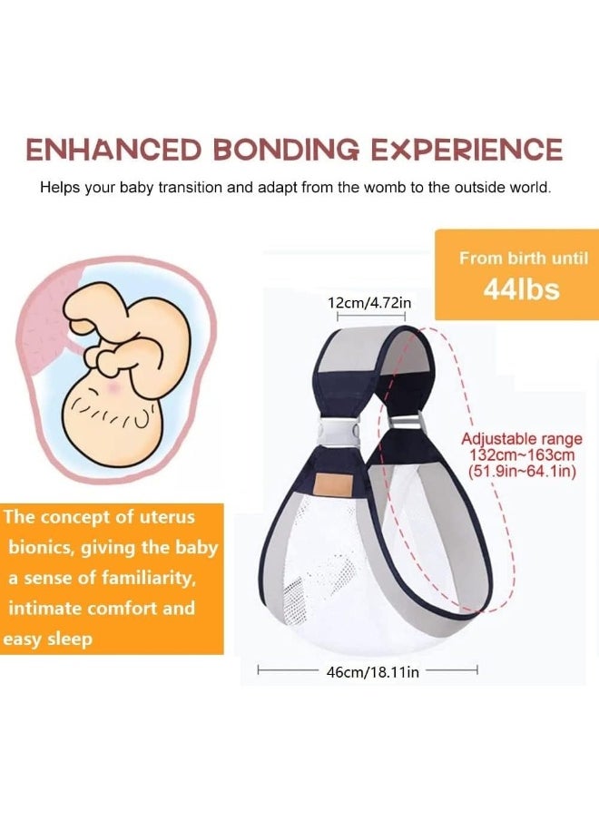 ECVV Adjustable Baby Carrier, Ergonomic Baby Half Wrap Sling Hip Carrier, Natural Cotton, Breathable Mesh Fabric, Suitable for Newborn to Toddler  - Image 2