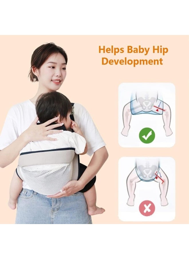 ECVV Adjustable Baby Carrier, Ergonomic Baby Half Wrap Sling Hip Carrier, Natural Cotton, Breathable Mesh Fabric, Suitable for Newborn to Toddler  - Image 3