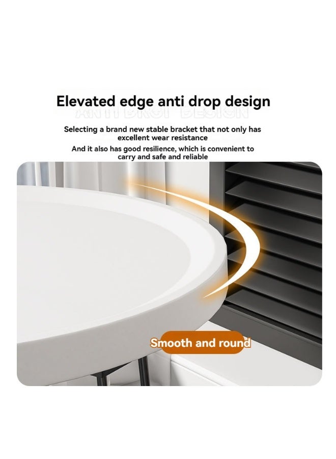 Folding Nordic Side Table, Small Round Tea Table, Simple Foldable Nightstand End Table, Movable Coffee Table with 3 Legs,For Home Living Room Apartment Small Spaces - Image 4