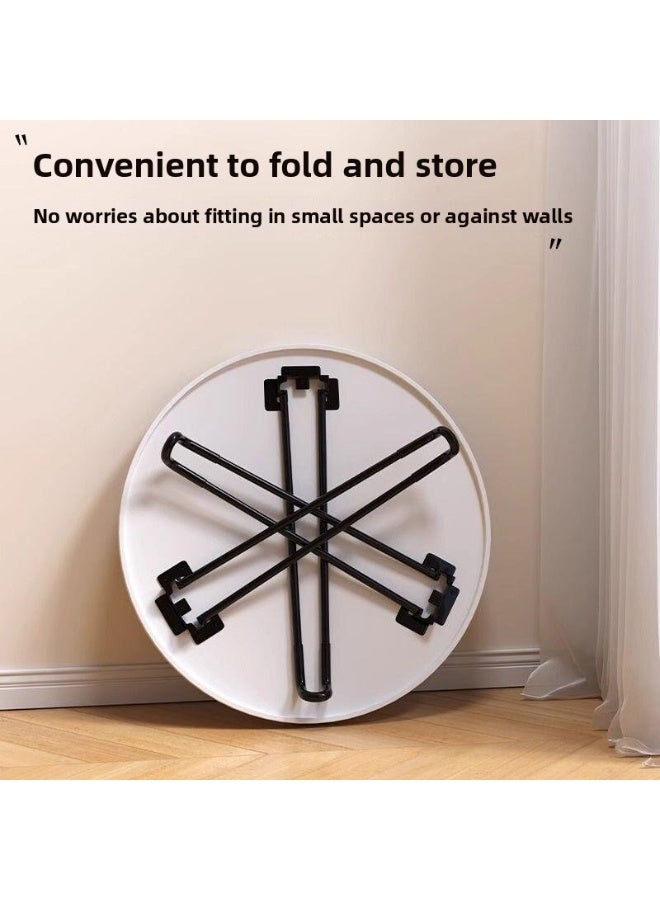 Folding Nordic Side Table, Small Round Tea Table, Simple Foldable Nightstand End Table, Movable Coffee Table with 3 Legs,For Home Living Room Apartment Small Spaces - Image 2