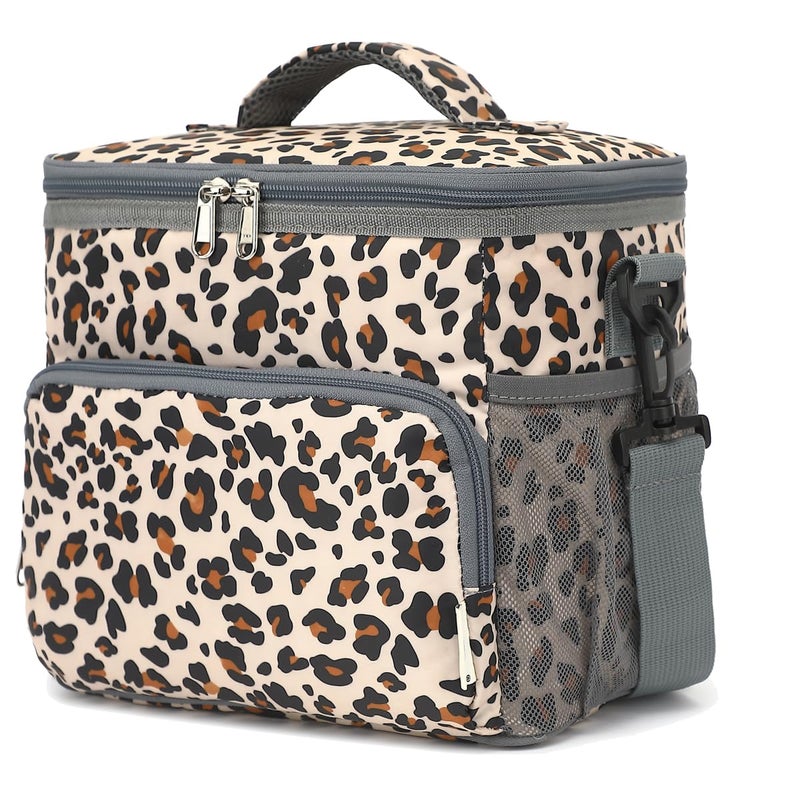 GYEUKHAM Insulated Lunch Bag for AdultWomenMen Reusable Lunch Box Cooler Soft Leakproof Tote Thermal Meal Prep Lunch Pail with Adjustable Shoulder Strap for PicnicSchoolTravelOffice Leopard