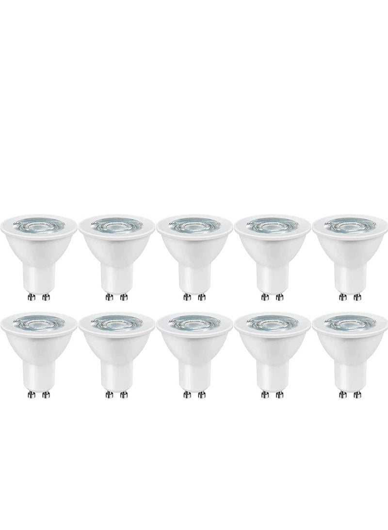 لمبات GU10 LED بقدرة 7 وات، 600 لومن، 80% من مصابيح الكشاف الموفرة للطاقة، تستخدم بشكل غير خافت لمصباح السقف، 25000 ساعة، عمر طويل، 10 مصابيح لكل مجموعة. ضوء النهار - Image 1