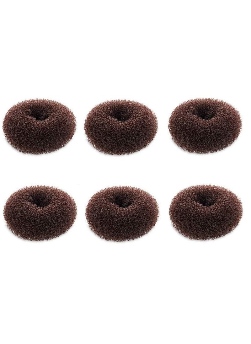 Extra Small Bun Makers for Kids, 6 PCS Chignon Donut Sock Forms for Girls, Mini Doughnut Shapers for Short and Thin Hair (2 Inch, Dark Brown)