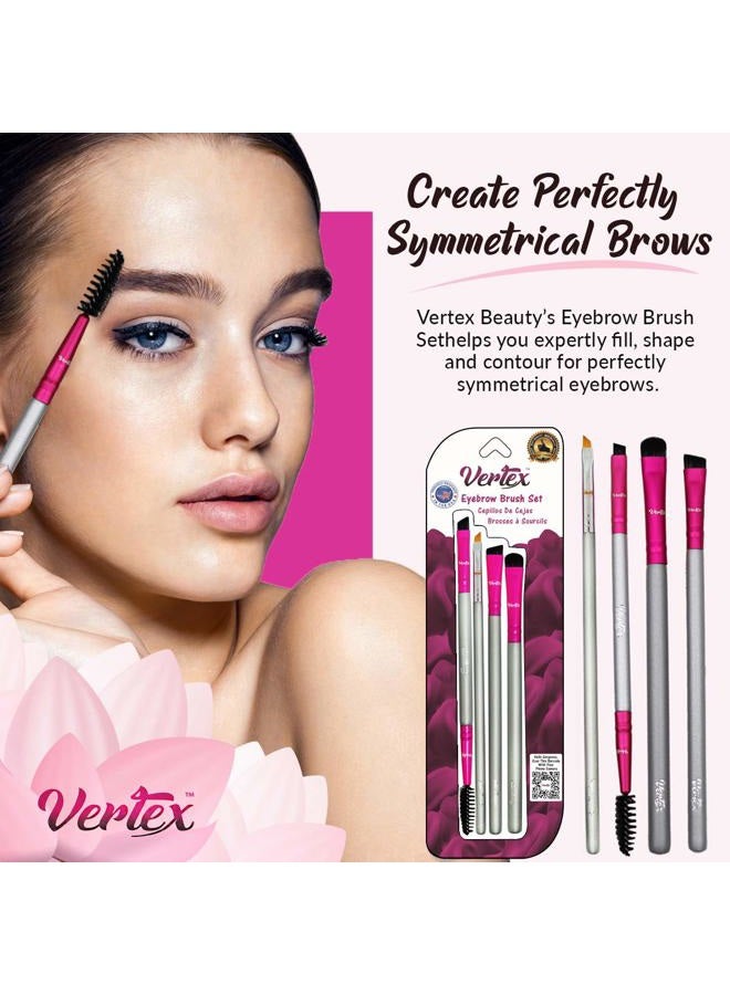 VERTEX Eyebrow Brush Kit Thin Angled - Eye Brow Concealer Contour Brush to Shape and Conceal Eyes Duo Spoolie Brushes Firm Bristles Definer for Filling Pomade Gel | Defining Arches Winged Eyeliner Stencil - Image 4