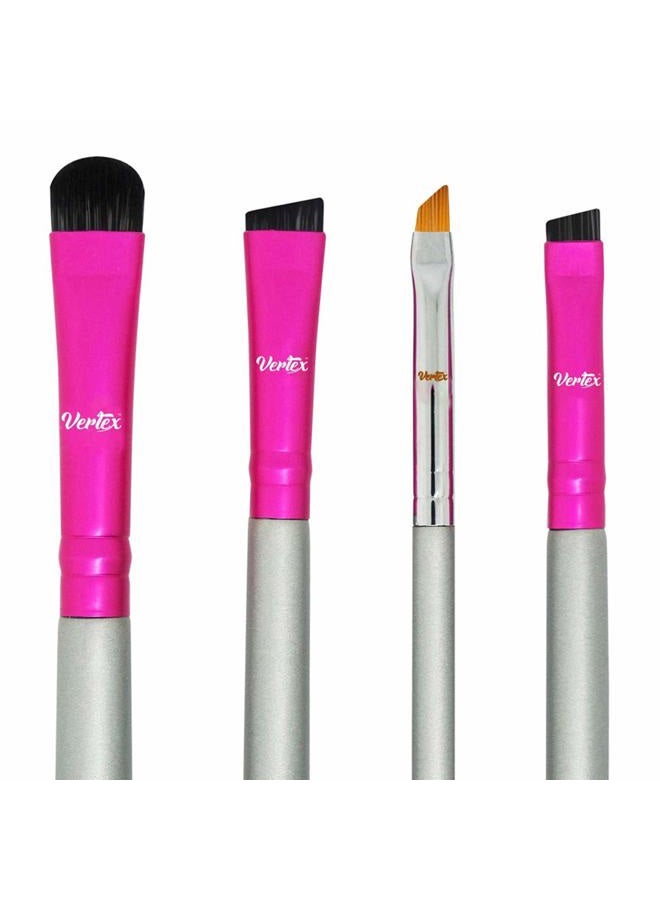 VERTEX Eyebrow Brush Kit Thin Angled - Eye Brow Concealer Contour Brush to Shape and Conceal Eyes Duo Spoolie Brushes Firm Bristles Definer for Filling Pomade Gel | Defining Arches Winged Eyeliner Stencil - Image 1
