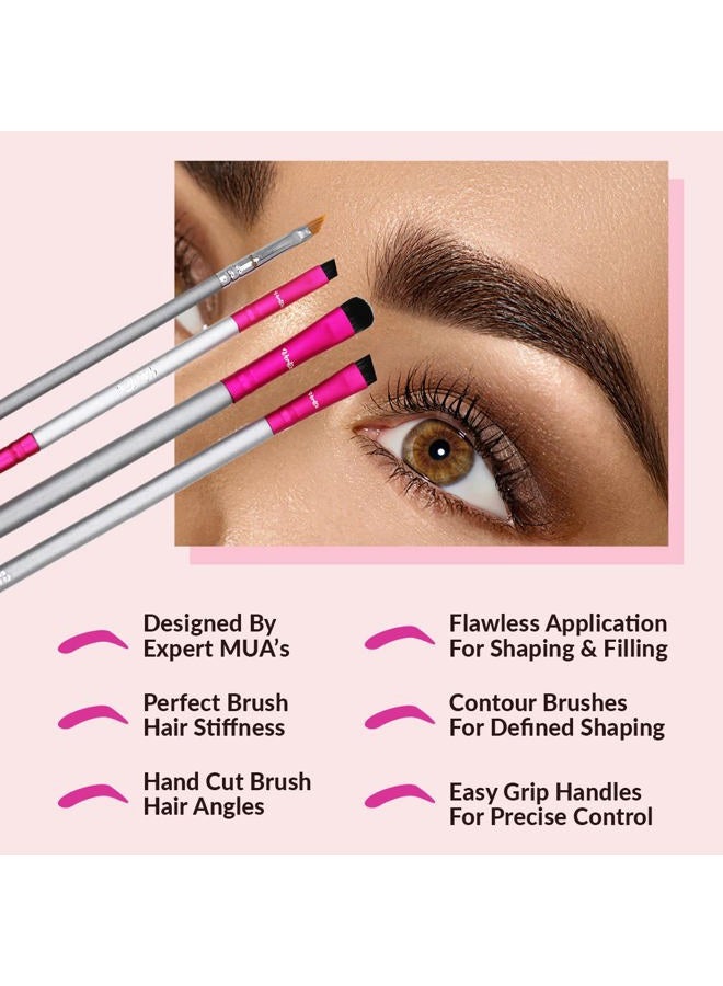 VERTEX Eyebrow Brush Kit Thin Angled - Eye Brow Concealer Contour Brush to Shape and Conceal Eyes Duo Spoolie Brushes Firm Bristles Definer for Filling Pomade Gel | Defining Arches Winged Eyeliner Stencil - Image 5