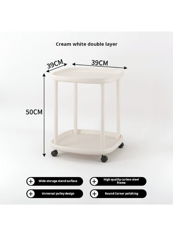 Sofa side table, bedside shelf, small coffee table with wheels 39*39*50cm