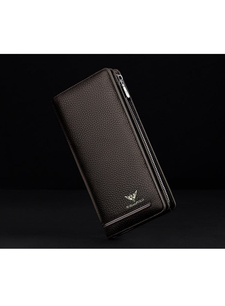William Polo Brand Business Zipper Wallet Leather Wallet Handheld Bag Men's Long Handheld Bag - Image 3