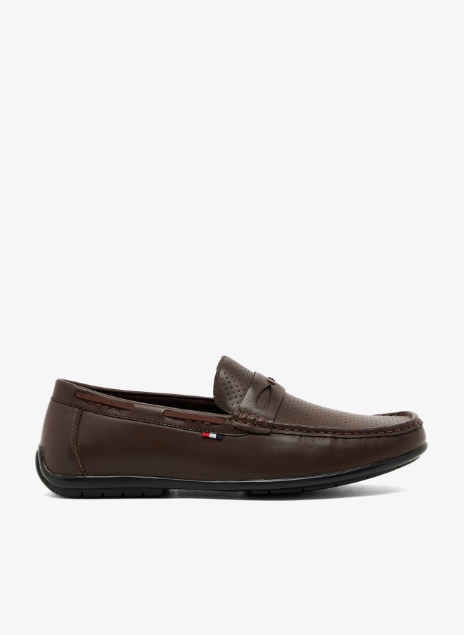 Robert Wood Perforated Leather Penny Loafers - Image 1