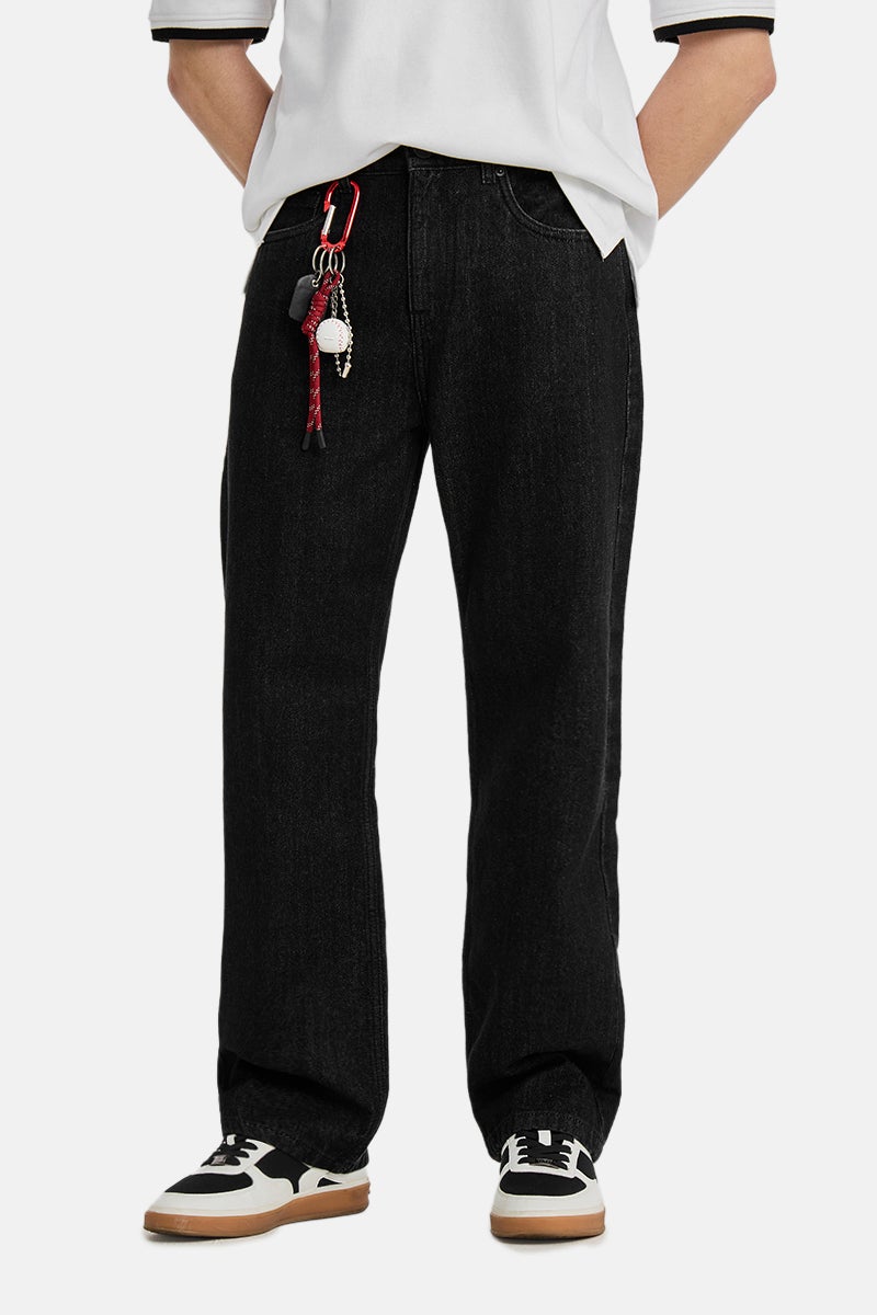 SNITCH Dark Grey Solid Straight Fit Casual Jeans - Image 1