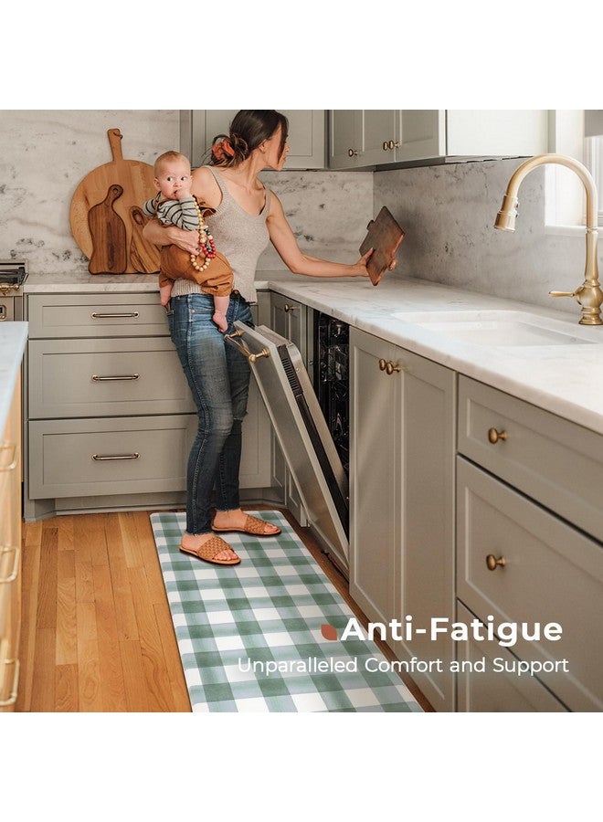 FRESHMINT Modern Farmhouse Plaid 2 Piece Set Kitchen Mats for Floor Anti Fatigue Waterproof & Non-Skid Kitchen Rugs Cushioned Kitchen Mat for Standing Washable Comfort Desk Kitchen Runners - Image 3