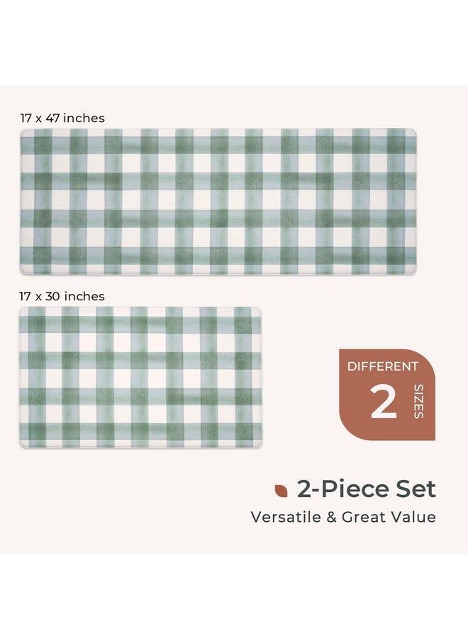 FRESHMINT Modern Farmhouse Plaid 2 Piece Set Kitchen Mats for Floor Anti Fatigue Waterproof & Non-Skid Kitchen Rugs Cushioned Kitchen Mat for Standing Washable Comfort Desk Kitchen Runners - Image 5