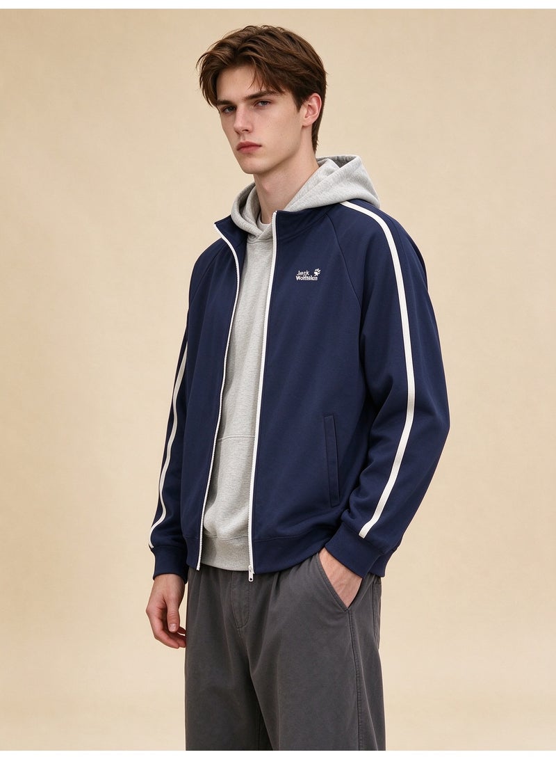 Jack Wolfskin Unisex Stand-Up Collar Zip-Up Jacket with Striped Sleeves - Image 5