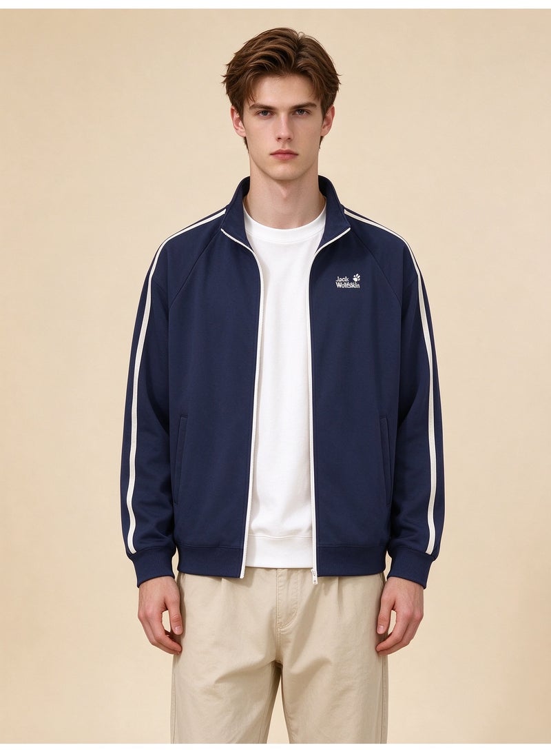Jack Wolfskin Unisex Stand-Up Collar Zip-Up Jacket with Striped Sleeves - Image 1