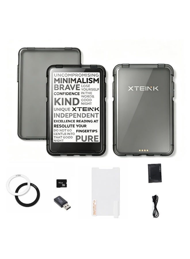 XTEINK X3 E-Book Reader Set with Protective Clear Case, 3.7" Portable Pocket E-Ink eReader with Physical Page-Turn Buttons, Ultra-Thin Magnetic Ready Design,Distraction-Free Reading, 16GB Storage - Image 1