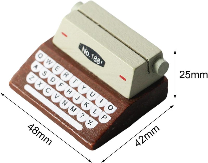 klarako 1/12 Scale Doll House Mini Typewriter Photo Props Furniture Toy Pretend Play Toy for Kids , coffee - Image 3