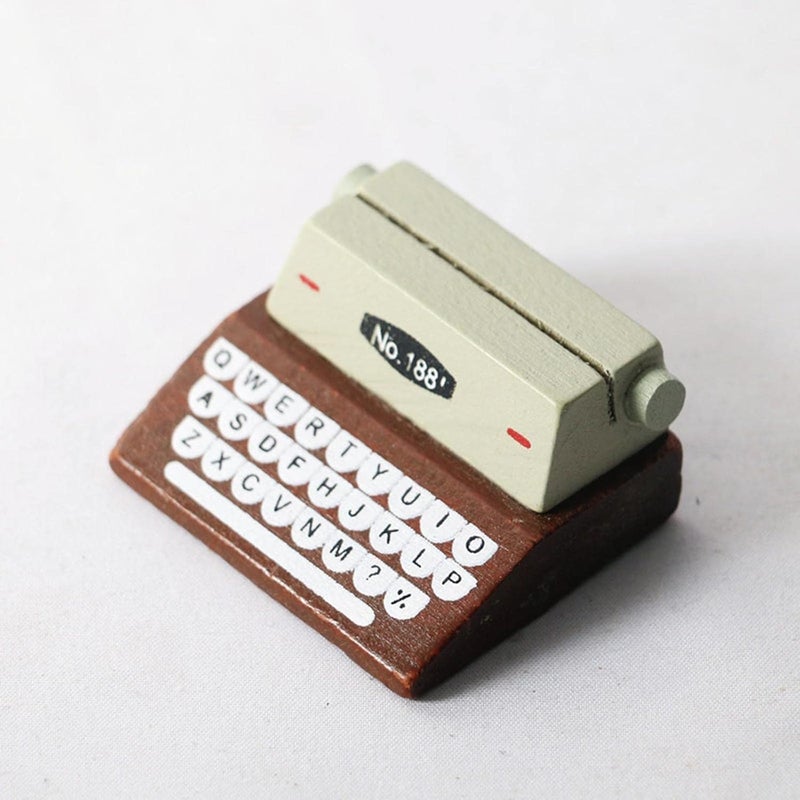 klarako 1/12 Scale Doll House Mini Typewriter Photo Props Furniture Toy Pretend Play Toy for Kids , coffee - Image 4