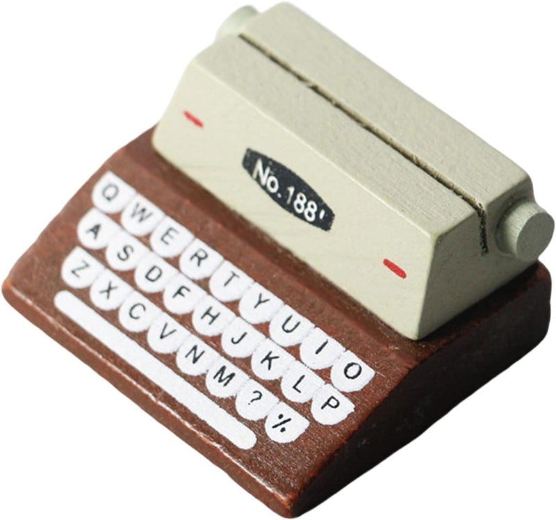 klarako 1/12 Scale Doll House Mini Typewriter Photo Props Furniture Toy Pretend Play Toy for Kids , coffee - Image 1