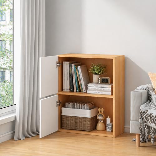 EXVITO 2 Door Premium Wooden Multi-Door Wardrobe Cabinet with Shelves | Space Saving Clothes Organizer Almirah for Bedroom, Living Room & Kids Room | Elegant Storage Almirah - Wood - Image 1