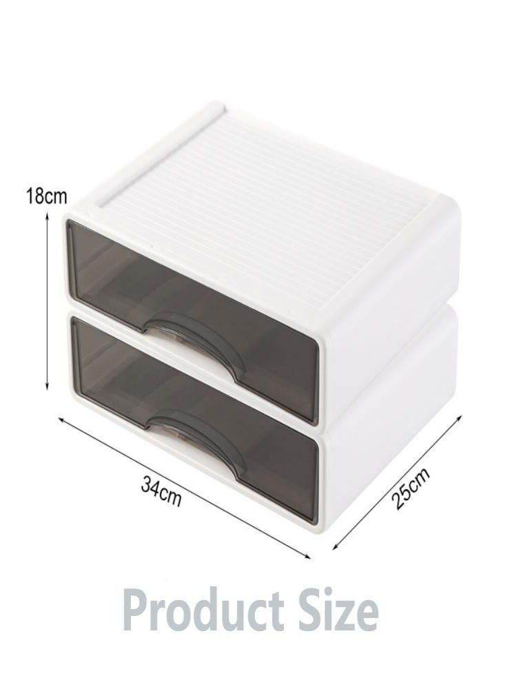 Loquat Stackable Desk Organizer 2 Tier Desk Drawers Mini Desk Storage Box for Home Office - Image 2