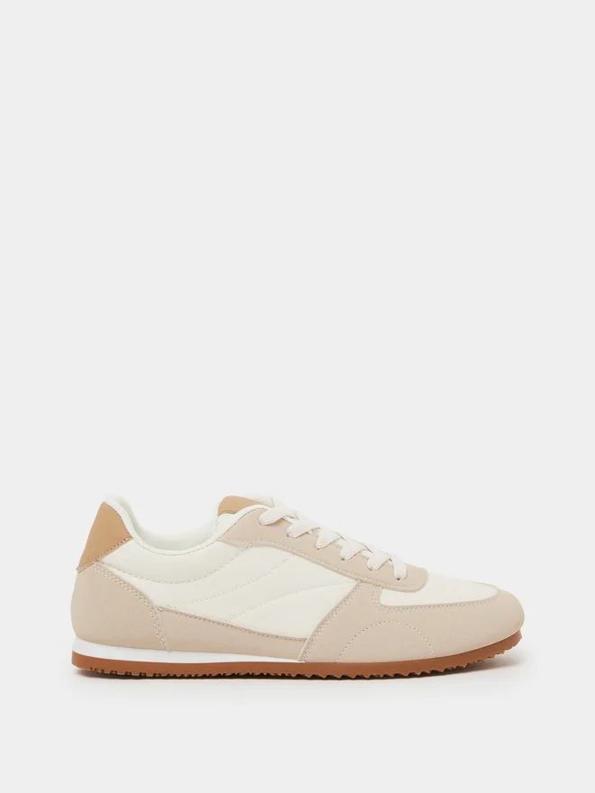 Styli Styli Beige Retro Lace-Up Sneakers