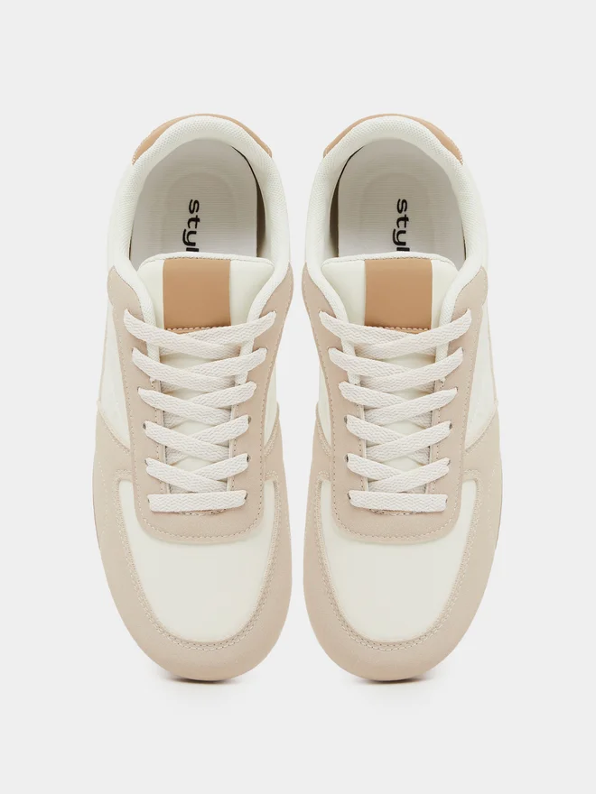 Styli beige Styli Beige Retro Lace-Up Sneakers for Women | Best Price UAE