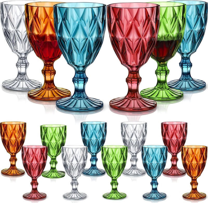 bellemax 300ML Multicolor Crystal Wine Glass Red or White Cut, Transparent Champagne Flute Glass Set, Long Wine Set of 4 - Image 1