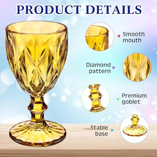 bellemax 300ML Multicolor Crystal Wine Glass Red or White Cut, Transparent Champagne Flute Glass Set, Long Wine Set of 4 - Image 4