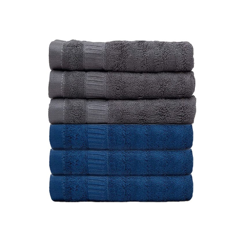 Mush 600 GSM Hand Towel Set of 6 | 100% Bamboo |Ultra Soft, Absorbent & Quick Dry Towel for Bath, Gym, Pool, Travel, Spa and Yoga | 16 x 24 Inches - Image 1