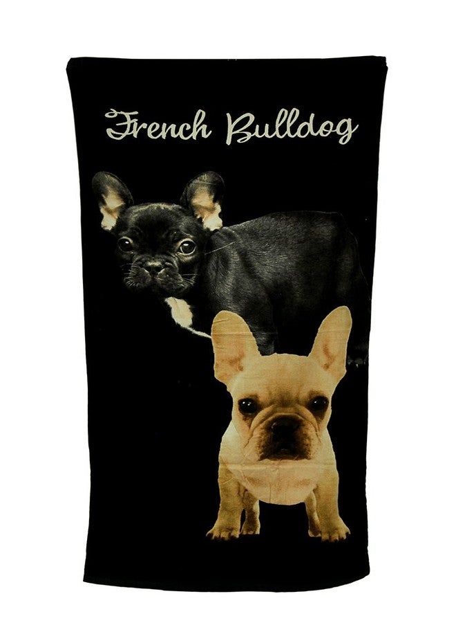 Zeckos 2 French Bulldogs Black Beach Towel 30 X 60 Inch - Image 1