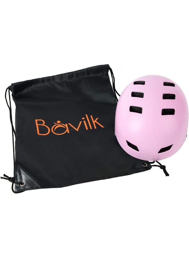 Bavilk Bavilk Skateboard Bike Helmets Multi Sports Scooter Inline Roller Skating 3 Sizes Adjustable for Kids Youth Adults Pink  - Image 3