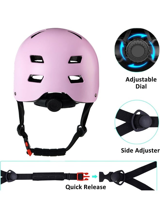 Bavilk Bavilk Skateboard Bike Helmets Multi Sports Scooter Inline Roller Skating 3 Sizes Adjustable for Kids Youth Adults Pink  - Image 4